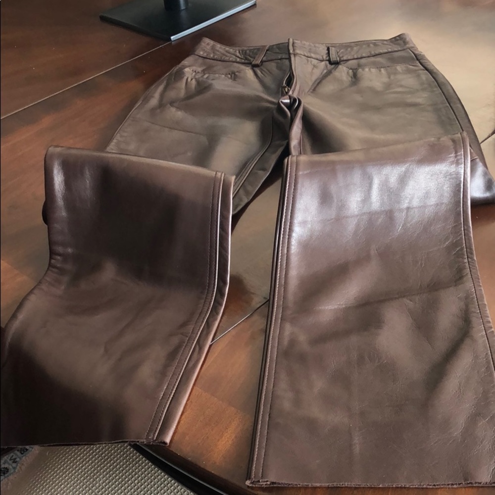 Brown leather pants